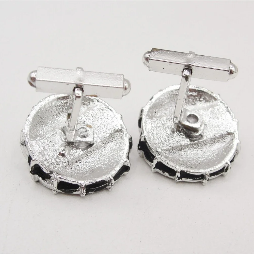 Vintage Snare Drum Cufflinks Jazz Rock Band Music Musician Mother of Pearl Black